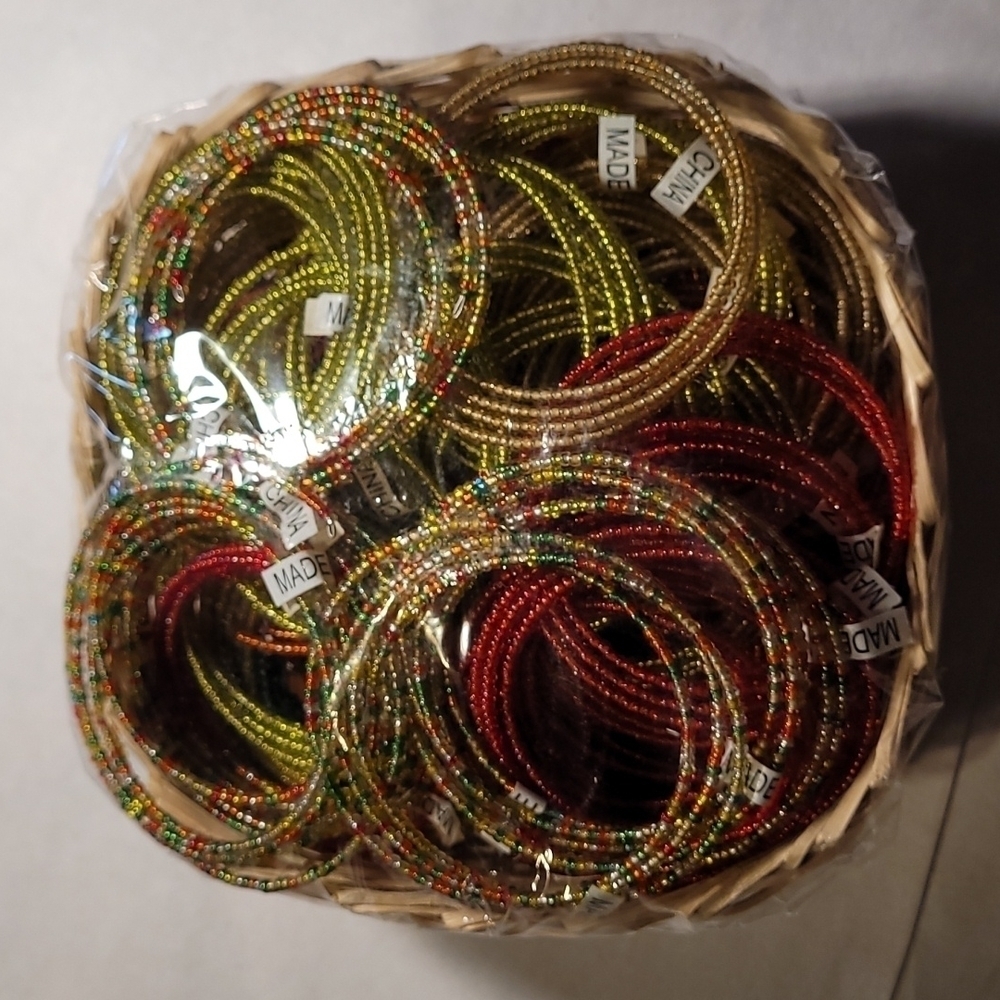 Container Full of Beaded Bracelets NEW